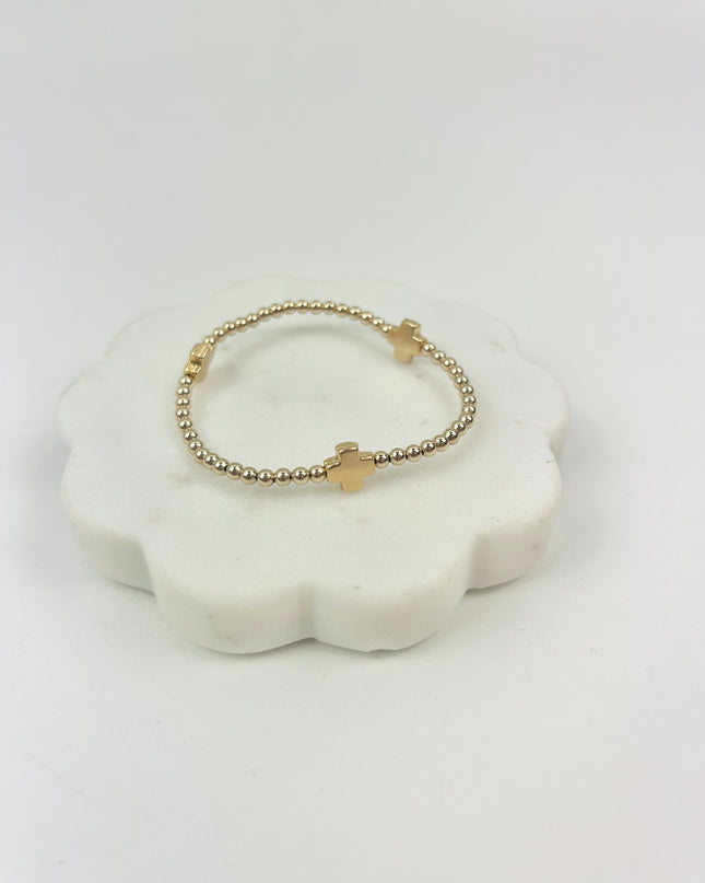 eGirl Signature Cross 3mm Bracelet - Gold Bracelets in at Wrapsody