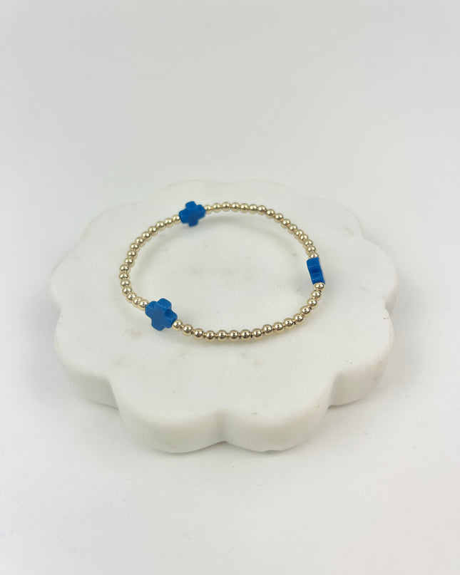 eGirl Signature Cross 3mm Bracelet - Cobalt Bracelets in at Wrapsody