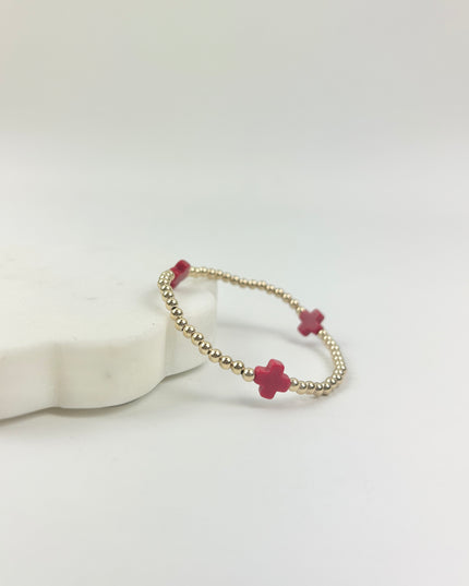 eGirl Signature Cross 3mm Bracelet - Red Bracelets in at Wrapsody