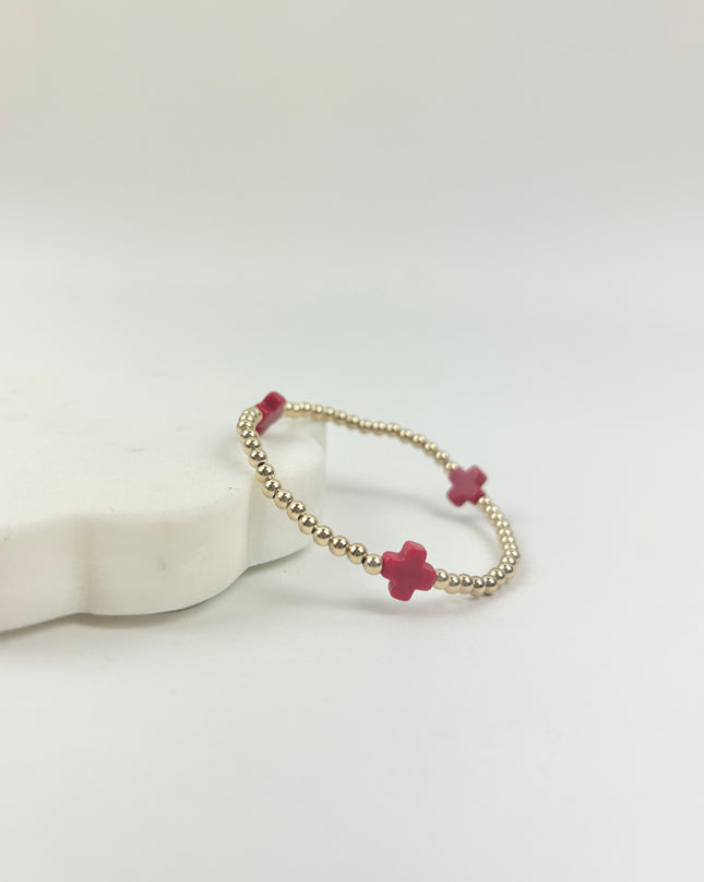 eGirl Signature Cross 3mm Bracelet - Red Bracelets in at Wrapsody