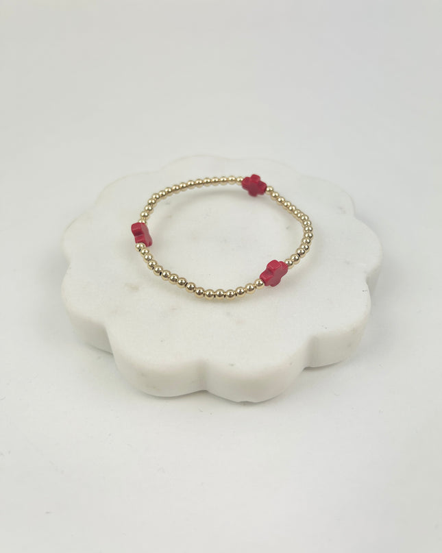 eGirl Signature Cross 3mm Bracelet - Red Bracelets in at Wrapsody