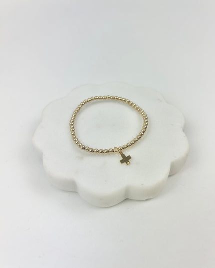 eGirl 3mm Signature Cross Charm Gold Bracelet Bracelets in at Wrapsody