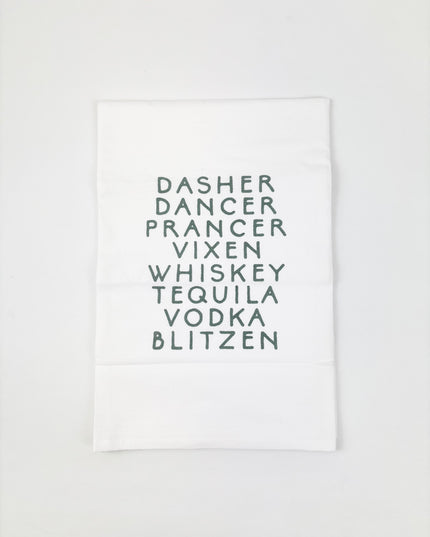 Dasher Dancer Whiskey Tequila Kitchen Towel Kitchen Towels in at Wrapsody