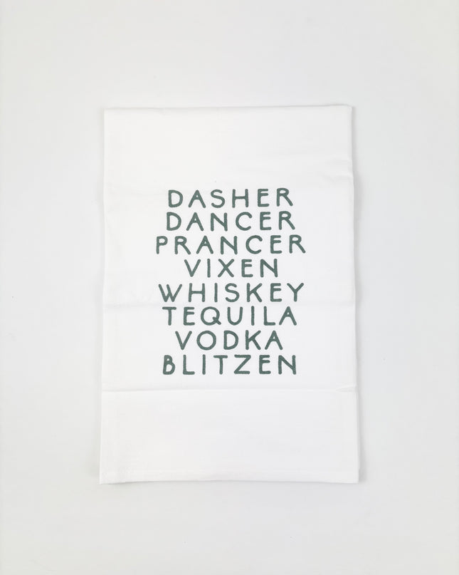 Dasher Dancer Whiskey Tequila Kitchen Towel Kitchen Towels in at Wrapsody