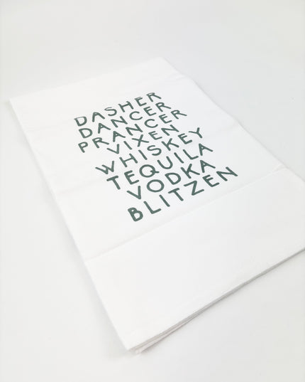 Dasher Dancer Whiskey Tequila Kitchen Towel Kitchen Towels in at Wrapsody