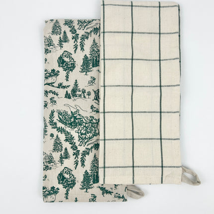 Christmas Toile Towel Set of 2 Kitchen Towels in at Wrapsody