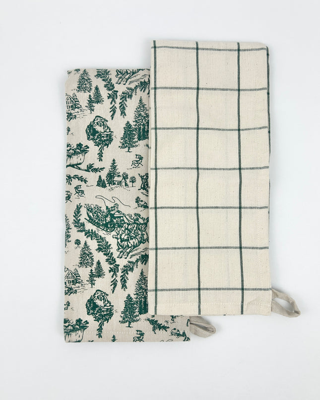 Christmas Toile Towel Set of 2 Kitchen Towels in at Wrapsody