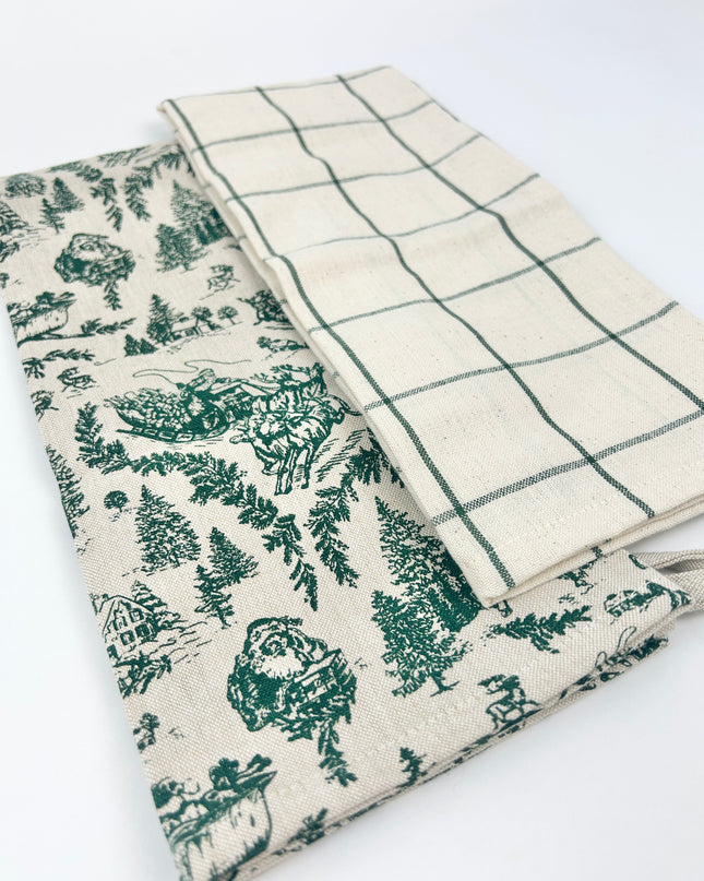 Christmas Toile Towel Set of 2 Kitchen Towels in at Wrapsody