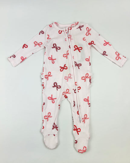Angel Dear Candy Cane Bows 2-Way Zipper Footie Baby in at Wrapsody