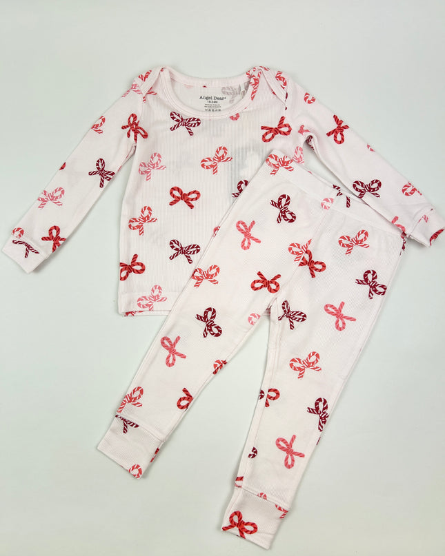 Angel Dear Candy Cane Bows Loungewear Set Baby in at Wrapsody
