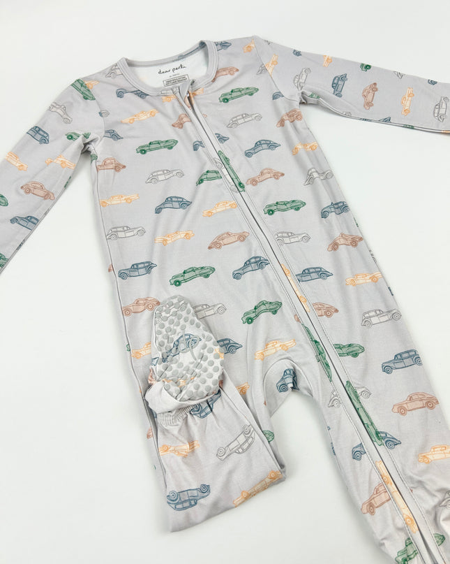 Dear Perli Vintage Cars Zipper Footie Baby in at Wrapsody
