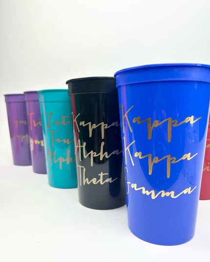 Plastic Stadium Cup Greek in  at Wrapsody