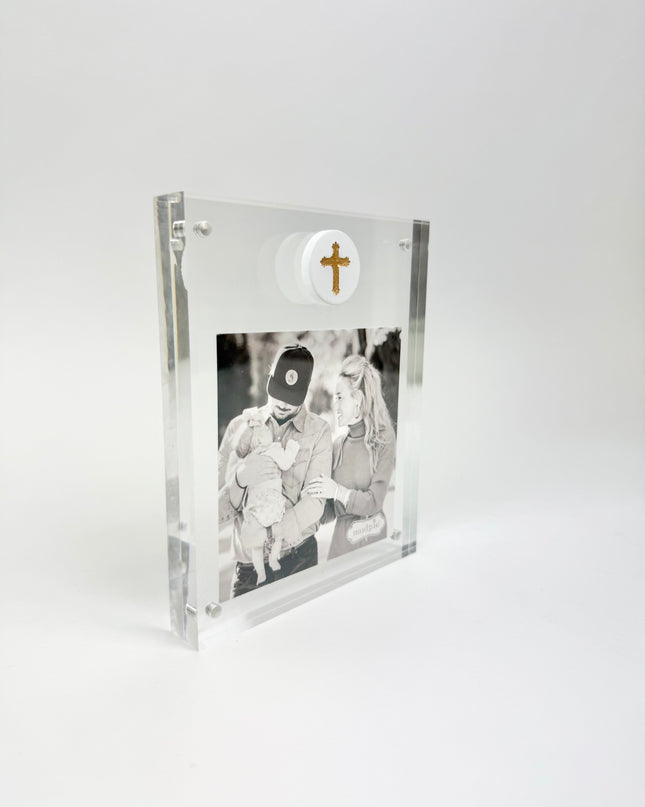 White Cross Medallion Acrylic Frame Picture Frames in at Wrapsody