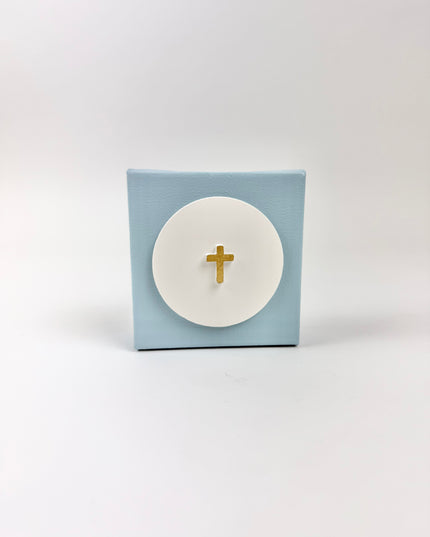 Blue Canvas with Tiny Cross Intaglio Home Decor in at Wrapsody