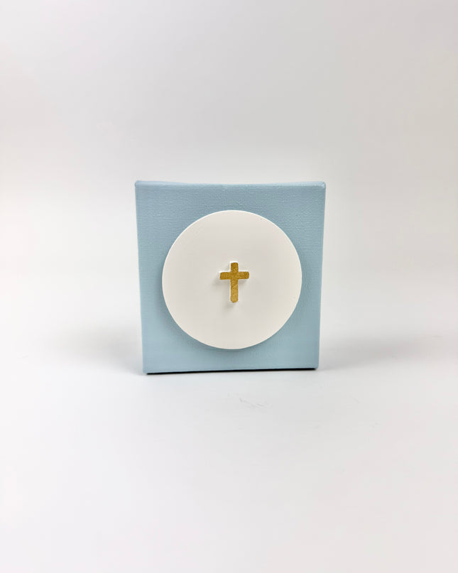 Blue Canvas with Tiny Cross Intaglio Home Decor in at Wrapsody