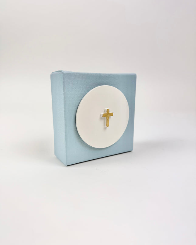 Blue Canvas with Tiny Cross Intaglio Home Decor in at Wrapsody