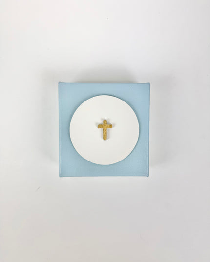 Blue Canvas with Tiny Cross Intaglio Home Decor in at Wrapsody