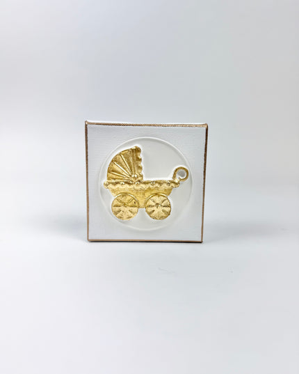 White Canvas with Baby Carriage Intaglio Home Decor in at Wrapsody