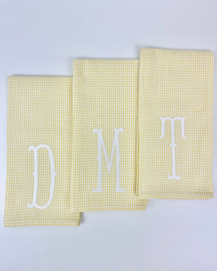 Yellow Gingham Letter Towel Kitchen Towels in at Wrapsody