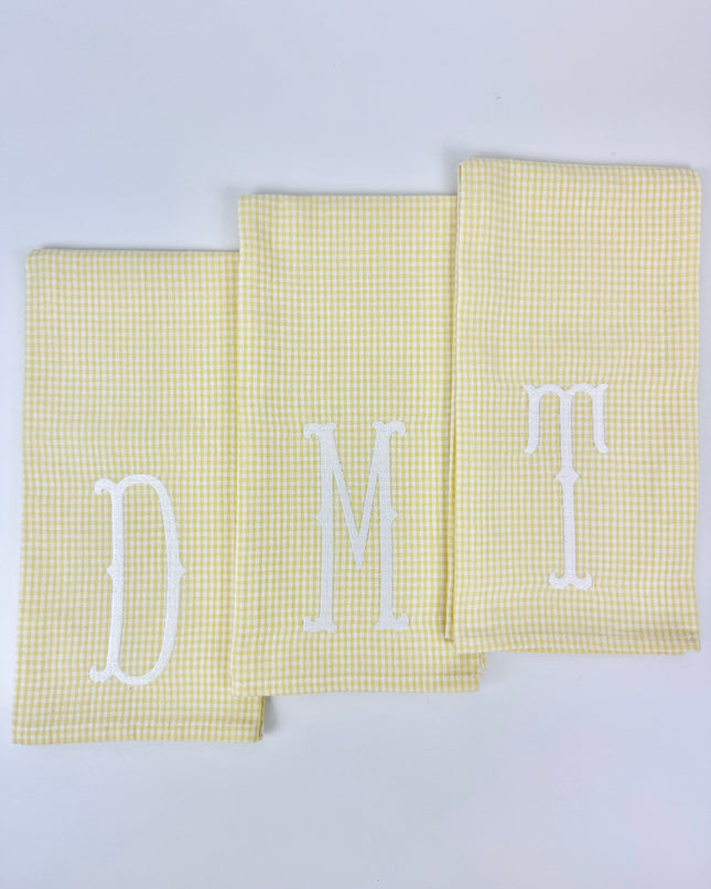 Yellow Gingham Letter Towel Kitchen Towels in at Wrapsody
