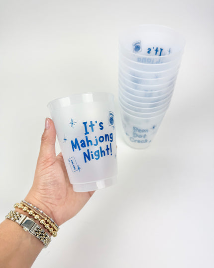 Mahjong Night Frosted Cup Set Drinkware in at Wrapsody
