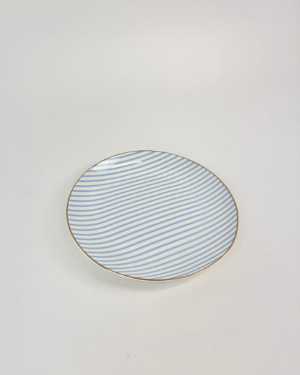 Blue Stripe Appetizer Plate Tabletop in at Wrapsody