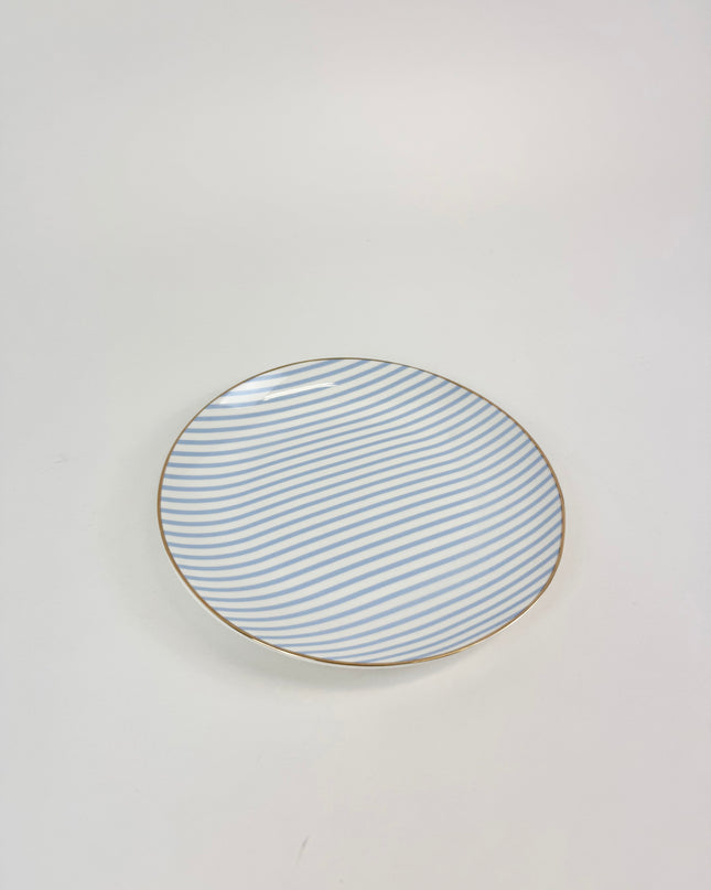 Blue Stripe Appetizer Plate Tabletop in at Wrapsody