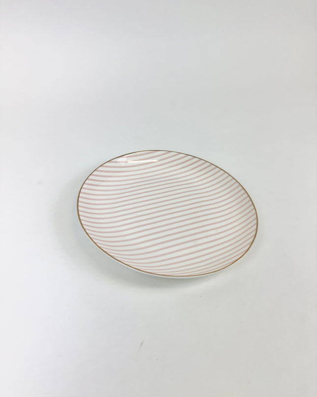 Pink Stripe Appetizer Plate Tabletop in at Wrapsody