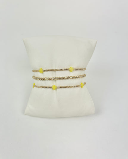 Enewton Small Signature Cross Gold 2mm Canary Bracelet Stack Bracelets in at Wrapsody
