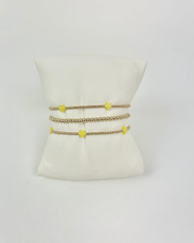 Enewton Small Signature Cross Gold 2mm Canary Bracelet Stack Bracelets in at Wrapsody