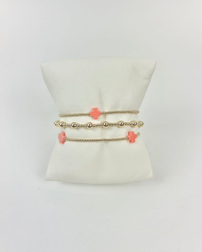 Enewton Signature Cross Gold 2mm Coral Bracelet Stack Bracelets in at Wrapsody