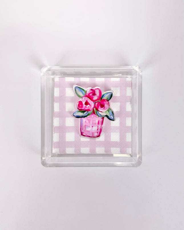 Napkin Holder with Flower Weight