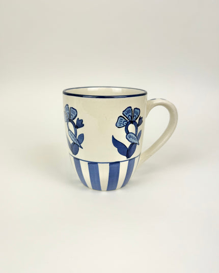 Flower Stripe Blue Mug