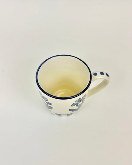 Flower Stripe Blue Mug