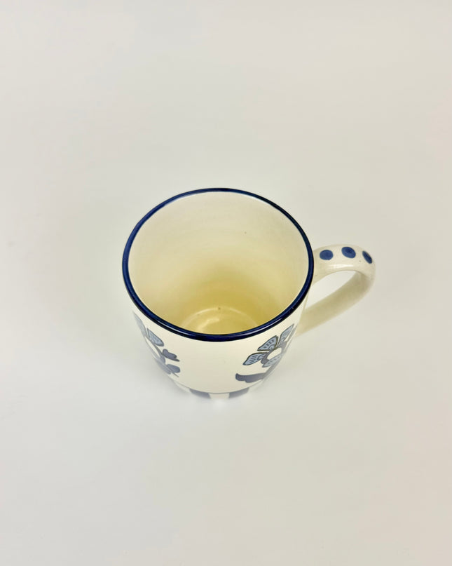 Flower Stripe Blue Mug