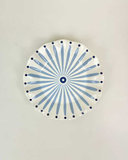 Iris Blue Burst Ruffle Salad Plate