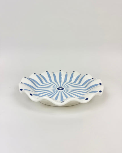 Iris Blue Burst Ruffle Salad Plate