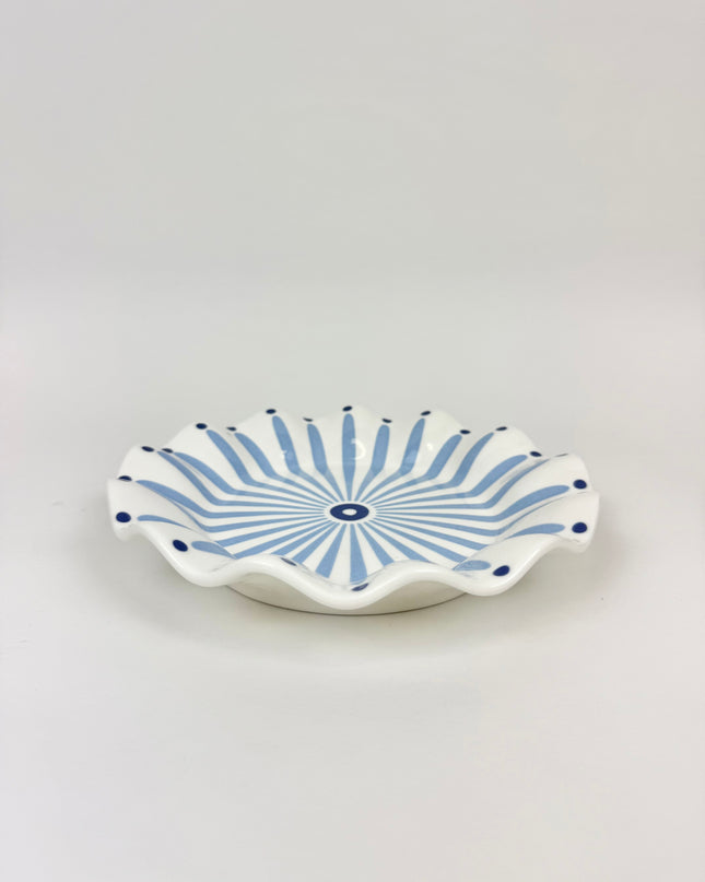 Iris Blue Burst Ruffle Salad Plate