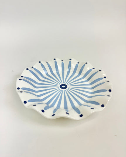 Iris Blue Burst Ruffle Salad Plate