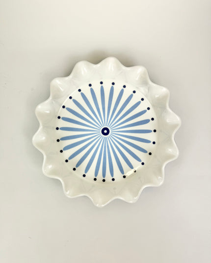 Iris Blue Burst Ruffle Pie Dish