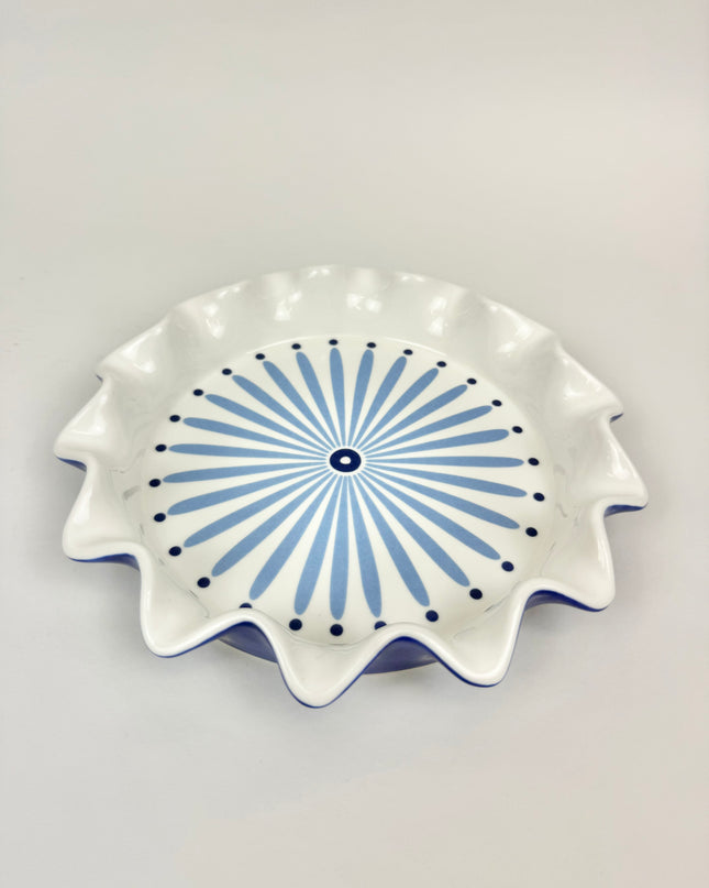 Iris Blue Burst Ruffle Pie Dish