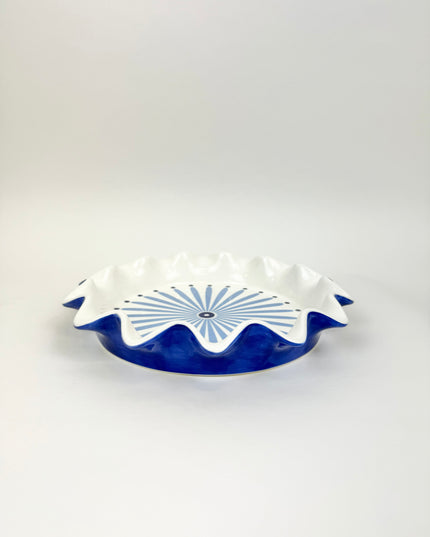 Iris Blue Burst Ruffle Pie Dish