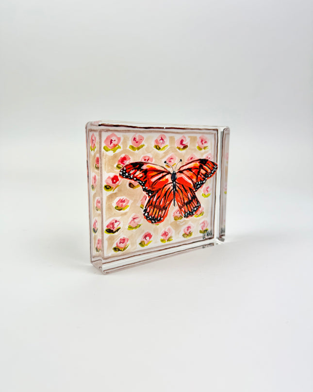 Monarch Butterfly Peach Acrylic Block Small