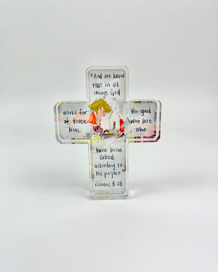 Romans 8:28 Acrylic Cross