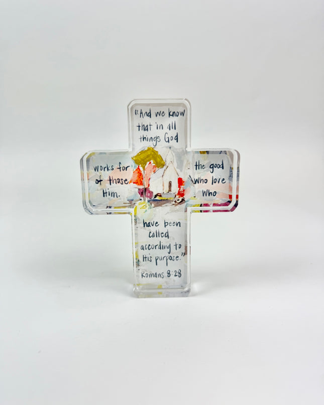 Romans 8:28 Acrylic Cross