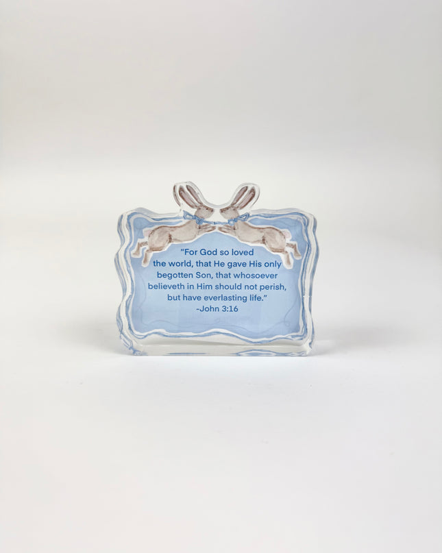 John 3:16 Blue Acrylic Scripture Block