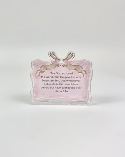 John 3:16 Pink Acrylic Scripture Block
