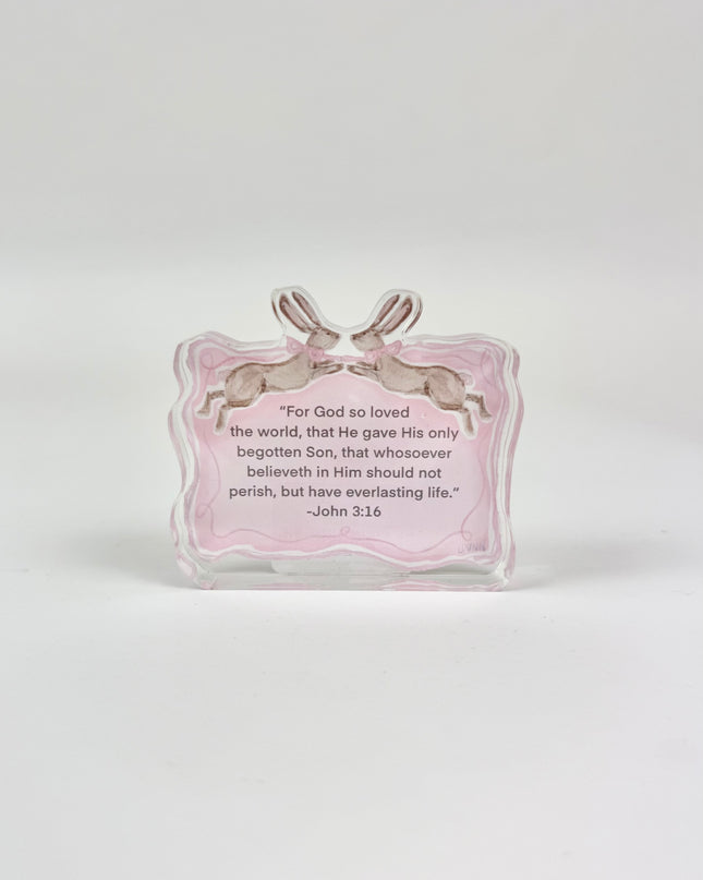 John 3:16 Pink Acrylic Scripture Block