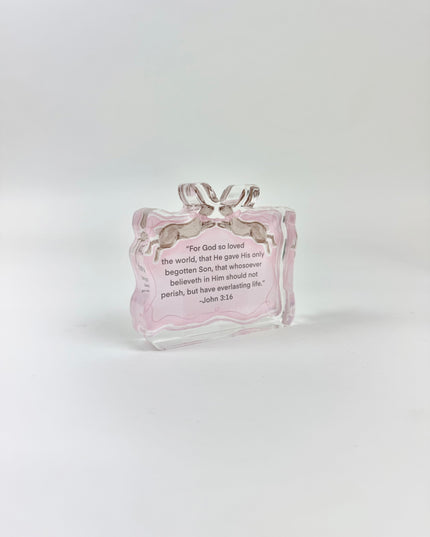 John 3:16 Pink Acrylic Scripture Block