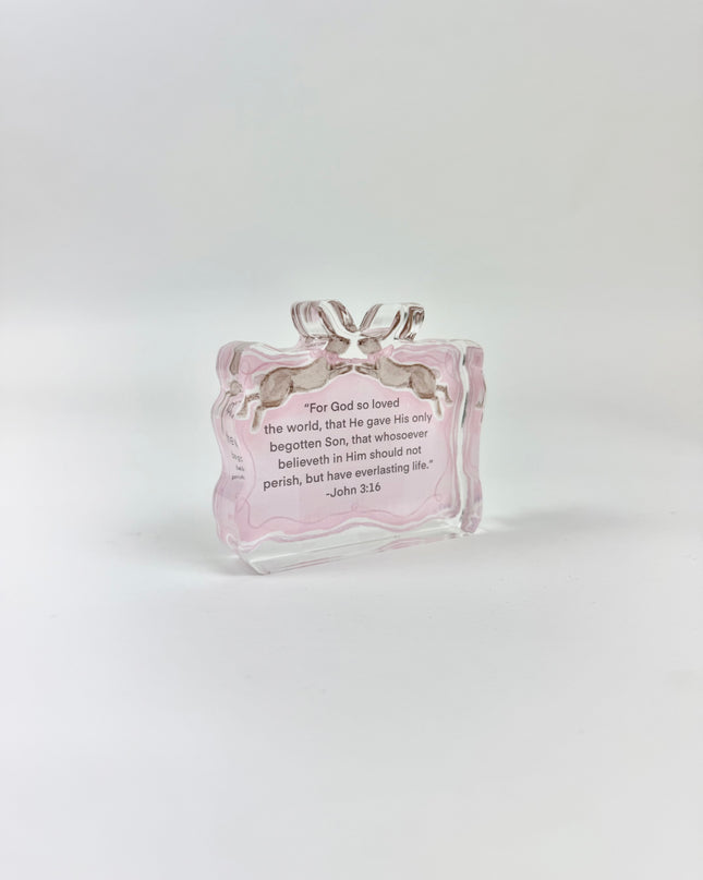 John 3:16 Pink Acrylic Scripture Block